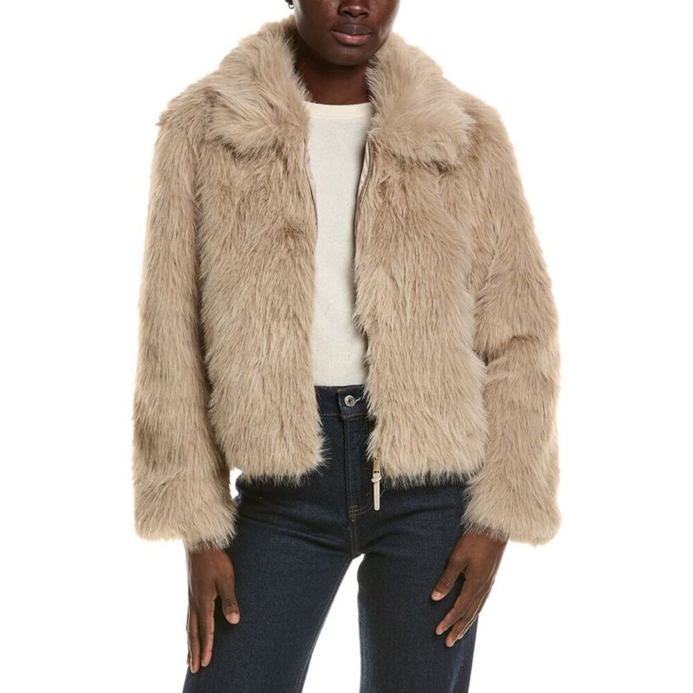 Noize Womens Juliet Short Vegan Fur Coat, Brown